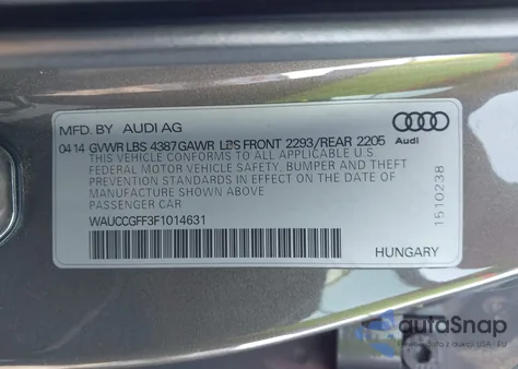 2015 Audi A3 1.8T Premium из США, поврежденный, VIN WAUCCGFF3F1014631